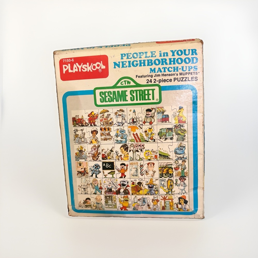 Vintage 1977 Playskool Sesame Street People Neighborhood Match Ups Puzzle 7150-6